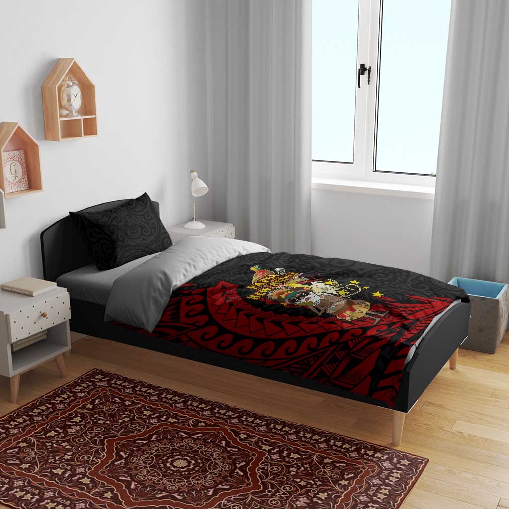 Papua New Guinea Christmas Bedding Set Funny Melanesian Santa with Bird-of-paradise Tribal Style LT03 - Polynesian Pride