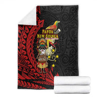 Papua New Guinea Christmas Blanket Funny Melanesian Santa with Bird-of-paradise Tribal Style LT03 - Polynesian Pride