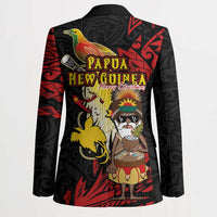 Papua New Guinea Christmas Blazer Funny Melanesian Santa with Bird-of-paradise Tribal Style LT03 - Polynesian Pride