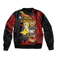 Papua New Guinea Christmas Bomber Jacket Funny Melanesian Santa with Bird-of-paradise Tribal Style LT03 - Polynesian Pride