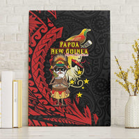 Papua New Guinea Christmas Canvas Wall Art Funny Melanesian Santa with Bird-of-paradise Tribal Style LT03 Without Frame Black - Polynesian Pride
