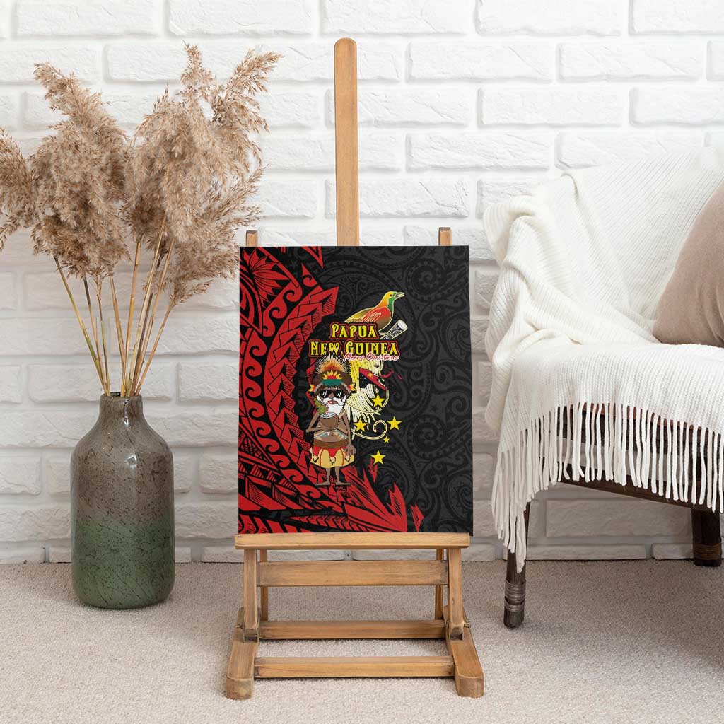 Papua New Guinea Christmas Canvas Wall Art Funny Melanesian Santa with Bird-of-paradise Tribal Style LT03 - Polynesian Pride