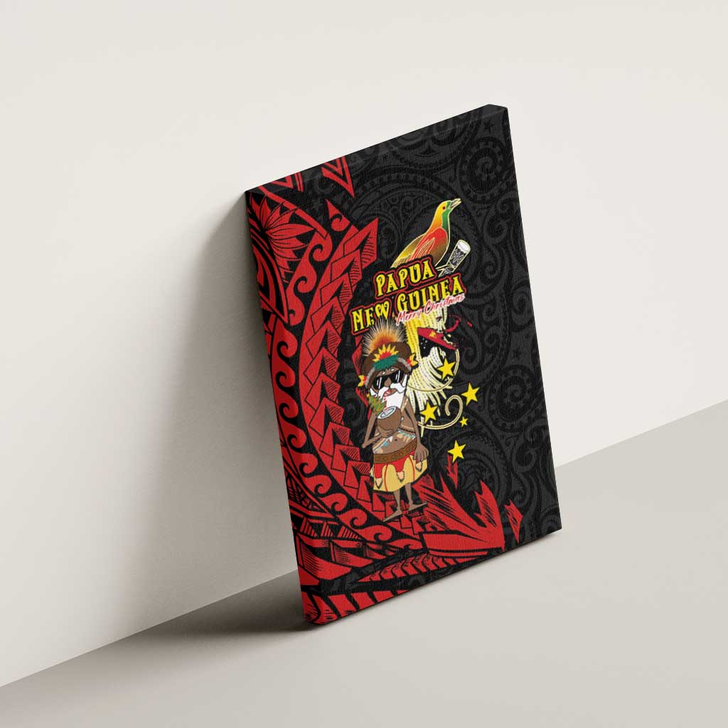 Papua New Guinea Christmas Canvas Wall Art Funny Melanesian Santa with Bird-of-paradise Tribal Style LT03 - Polynesian Pride