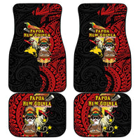 Papua New Guinea Christmas Car Mats Funny Melanesian Santa with Bird-of-paradise Tribal Style LT03 - Polynesian Pride