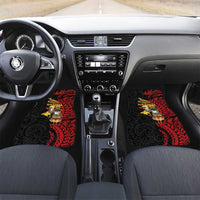 Papua New Guinea Christmas Car Mats Funny Melanesian Santa with Bird-of-paradise Tribal Style LT03 Set 2pcs - Front Black - Polynesian Pride