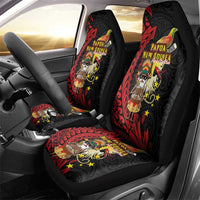 Papua New Guinea Christmas Car Seat Cover Funny Melanesian Santa with Bird-of-paradise Tribal Style LT03 - Polynesian Pride
