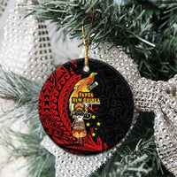 Papua New Guinea Christmas Ceramic Ornament Funny Melanesian Santa with Bird-of-paradise Tribal Style LT03 - Polynesian Pride