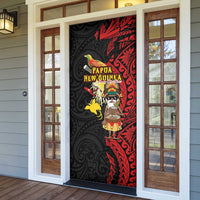 Papua New Guinea Christmas Door Cover Funny Melanesian Santa with Bird-of-paradise Tribal Style LT03 - Polynesian Pride