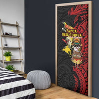Papua New Guinea Christmas Door Cover Funny Melanesian Santa with Bird-of-paradise Tribal Style LT03 - Polynesian Pride