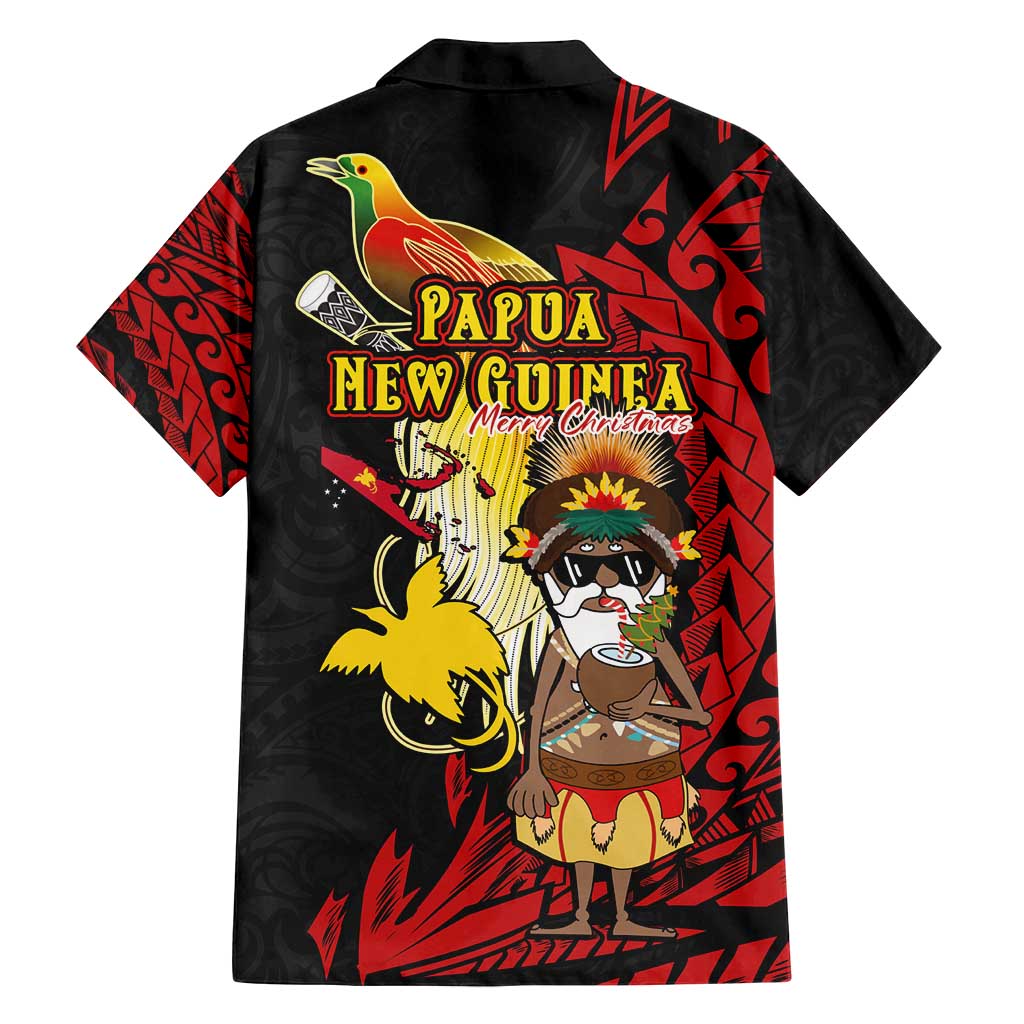 Papua New Guinea Christmas Family Matching Long Sleeve Bodycon Dress and Hawaiian Shirt Funny Melanesian Santa with Bird-of-paradise Tribal Style LT03 - Polynesian Pride