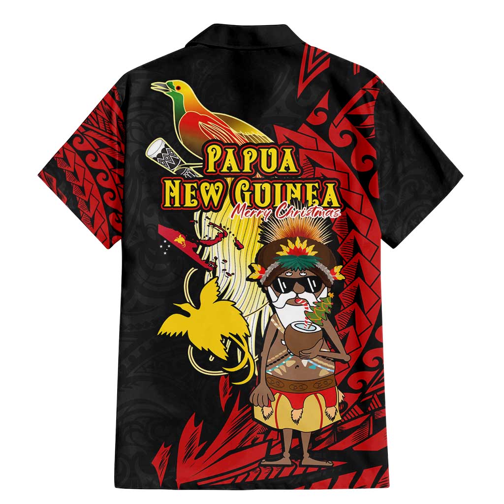 Papua New Guinea Christmas Family Matching Mermaid Dress and Hawaiian Shirt Funny Melanesian Santa with Bird-of-paradise Tribal Style LT03 - Polynesian Pride