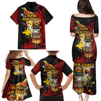 Papua New Guinea Christmas Family Matching Puletasi and Hawaiian Shirt Funny Melanesian Santa with Bird-of-paradise Tribal Style LT03 - Polynesian Pride