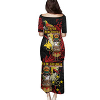 Papua New Guinea Christmas Family Matching Puletasi and Hawaiian Shirt Funny Melanesian Santa with Bird-of-paradise Tribal Style LT03 - Polynesian Pride
