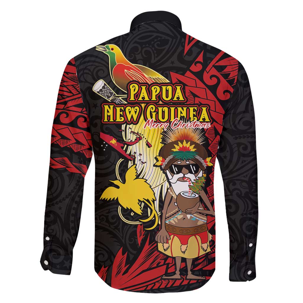 Papua New Guinea Christmas Family Matching Summer Maxi Dress and Hawaiian Shirt Funny Melanesian Santa with Bird-of-paradise Tribal Style LT03 - Polynesian Pride