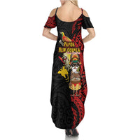 Papua New Guinea Christmas Family Matching Summer Maxi Dress and Hawaiian Shirt Funny Melanesian Santa with Bird-of-paradise Tribal Style LT03 - Polynesian Pride