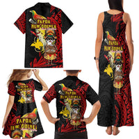 Papua New Guinea Christmas Family Matching Tank Maxi Dress and Hawaiian Shirt Funny Melanesian Santa with Bird-of-paradise Tribal Style LT03 - Polynesian Pride
