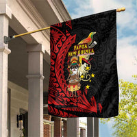Papua New Guinea Christmas Garden Flag Funny Melanesian Santa with Bird-of-paradise Tribal Style LT03 House Flag Black - Polynesian Pride