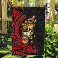 Papua New Guinea Christmas Garden Flag Funny Melanesian Santa with Bird-of-paradise Tribal Style LT03 Garden Flag Black - Polynesian Pride