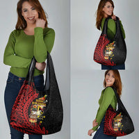 Papua New Guinea Christmas Grocery Bag Funny Melanesian Santa with Bird-of-paradise Tribal Style LT03 - Polynesian Pride