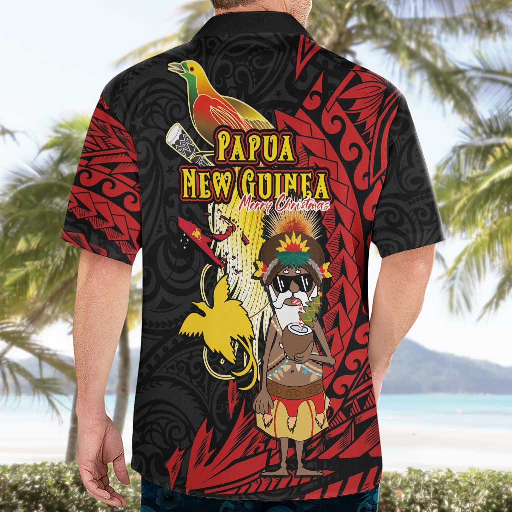 Papua New Guinea Christmas Hawaiian Shirt Funny Melanesian Santa with Bird-of-paradise Tribal Style LT03 - Polynesian Pride