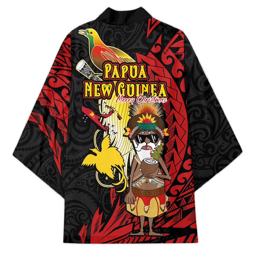 Papua New Guinea Christmas Kimono Funny Melanesian Santa with Bird-of-paradise Tribal Style LT03 - Polynesian Pride