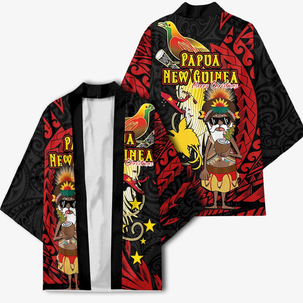 Papua New Guinea Christmas Kimono Funny Melanesian Santa with Bird-of-paradise Tribal Style LT03 - Polynesian Pride