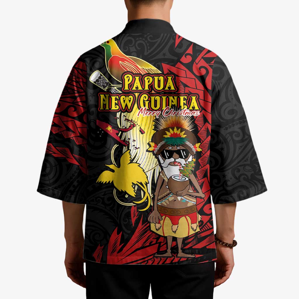Papua New Guinea Christmas Kimono Funny Melanesian Santa with Bird-of-paradise Tribal Style LT03 - Polynesian Pride