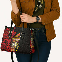 Papua New Guinea Christmas Leather Bag Funny Melanesian Santa with Bird-of-paradise Tribal Style LT03 - Polynesian Pride
