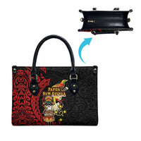 Papua New Guinea Christmas Leather Bag Funny Melanesian Santa with Bird-of-paradise Tribal Style LT03 - Polynesian Pride