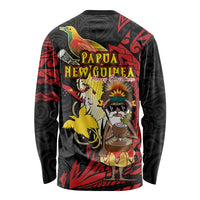 Papua New Guinea Christmas Long Sleeve Shirt Funny Melanesian Santa with Bird-of-paradise Tribal Style LT03 - Polynesian Pride