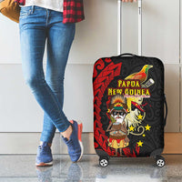 Papua New Guinea Christmas Luggage Cover Funny Melanesian Santa with Bird-of-paradise Tribal Style LT03 - Polynesian Pride