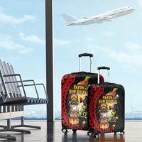 Papua New Guinea Christmas Luggage Cover Funny Melanesian Santa with Bird-of-paradise Tribal Style LT03 - Polynesian Pride