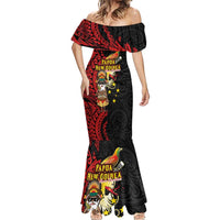 Papua New Guinea Christmas Mermaid Dress Funny Melanesian Santa with Bird-of-paradise Tribal Style LT03 - Polynesian Pride