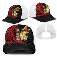 Papua New Guinea Christmas Mesh Trucker Cap Funny Melanesian Santa with Bird-of-paradise Tribal Style LT03 - Polynesian Pride