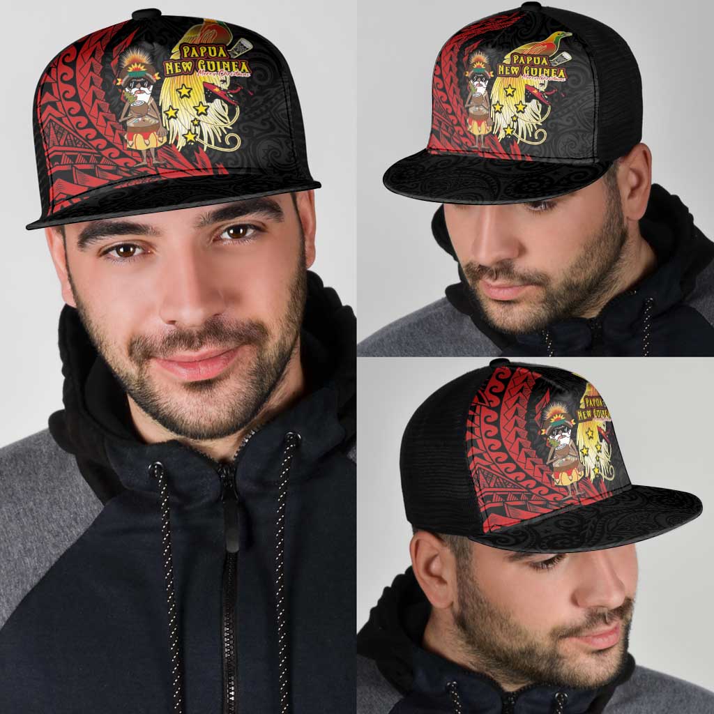 Papua New Guinea Christmas Mesh Trucker Cap Funny Melanesian Santa with Bird-of-paradise Tribal Style LT03 - Polynesian Pride