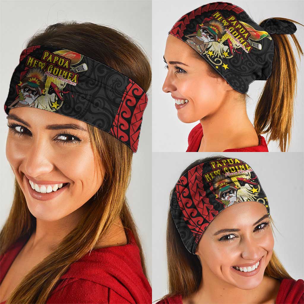 Papua New Guinea Christmas Neck Gaiter Funny Melanesian Santa with Bird-of-paradise Tribal Style LT03 - Polynesian Pride