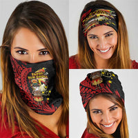 Papua New Guinea Christmas Neck Gaiter Funny Melanesian Santa with Bird-of-paradise Tribal Style LT03 - Polynesian Pride