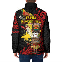 Papua New Guinea Christmas Padded Jacket Funny Melanesian Santa with Bird-of-paradise Tribal Style LT03 - Polynesian Pride