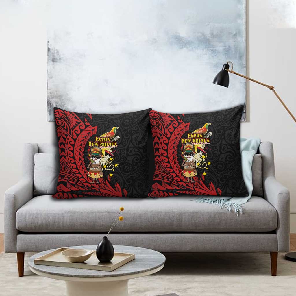 Papua New Guinea Christmas Pillow Cover Funny Melanesian Santa with Bird-of-paradise Tribal Style LT03 - Polynesian Pride