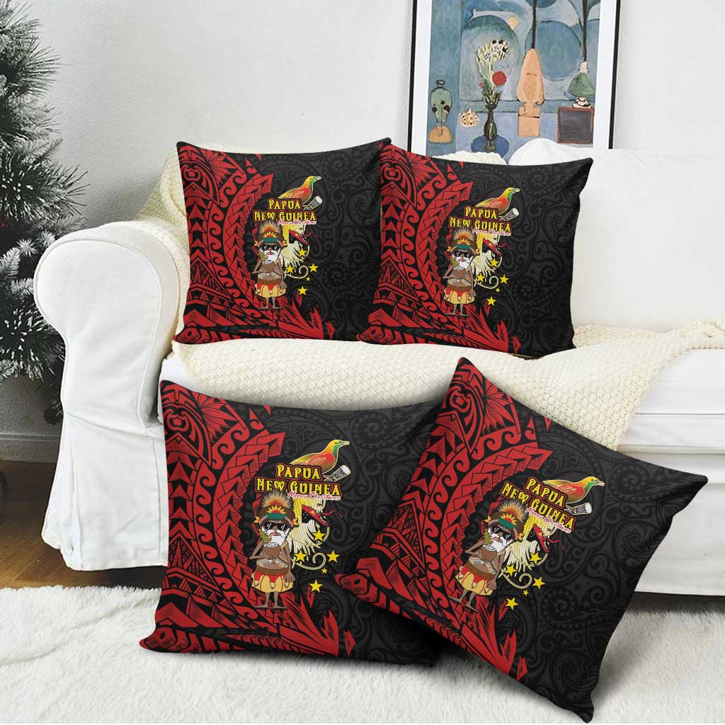 Papua New Guinea Christmas Pillow Cover Funny Melanesian Santa with Bird-of-paradise Tribal Style LT03 - Polynesian Pride