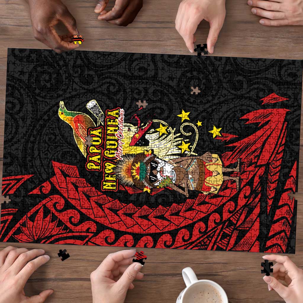 Papua New Guinea Christmas Puzzle Funny Melanesian Santa with Bird-of-paradise Tribal Style LT03 - Polynesian Pride