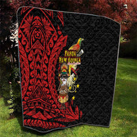 Papua New Guinea Christmas Quilt Funny Melanesian Santa with Bird-of-paradise Tribal Style LT03 - Polynesian Pride
