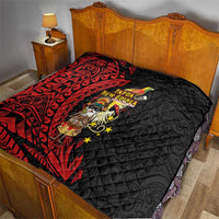 Papua New Guinea Christmas Quilt Funny Melanesian Santa with Bird-of-paradise Tribal Style LT03 - Polynesian Pride
