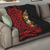 Papua New Guinea Christmas Quilt Funny Melanesian Santa with Bird-of-paradise Tribal Style LT03 - Polynesian Pride