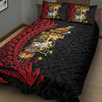 Papua New Guinea Christmas Quilt Bed Set Funny Melanesian Santa with Bird-of-paradise Tribal Style LT03 - Polynesian Pride