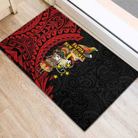 Papua New Guinea Christmas Rubber Doormat Funny Melanesian Santa with Bird-of-paradise Tribal Style LT03 - Polynesian Pride