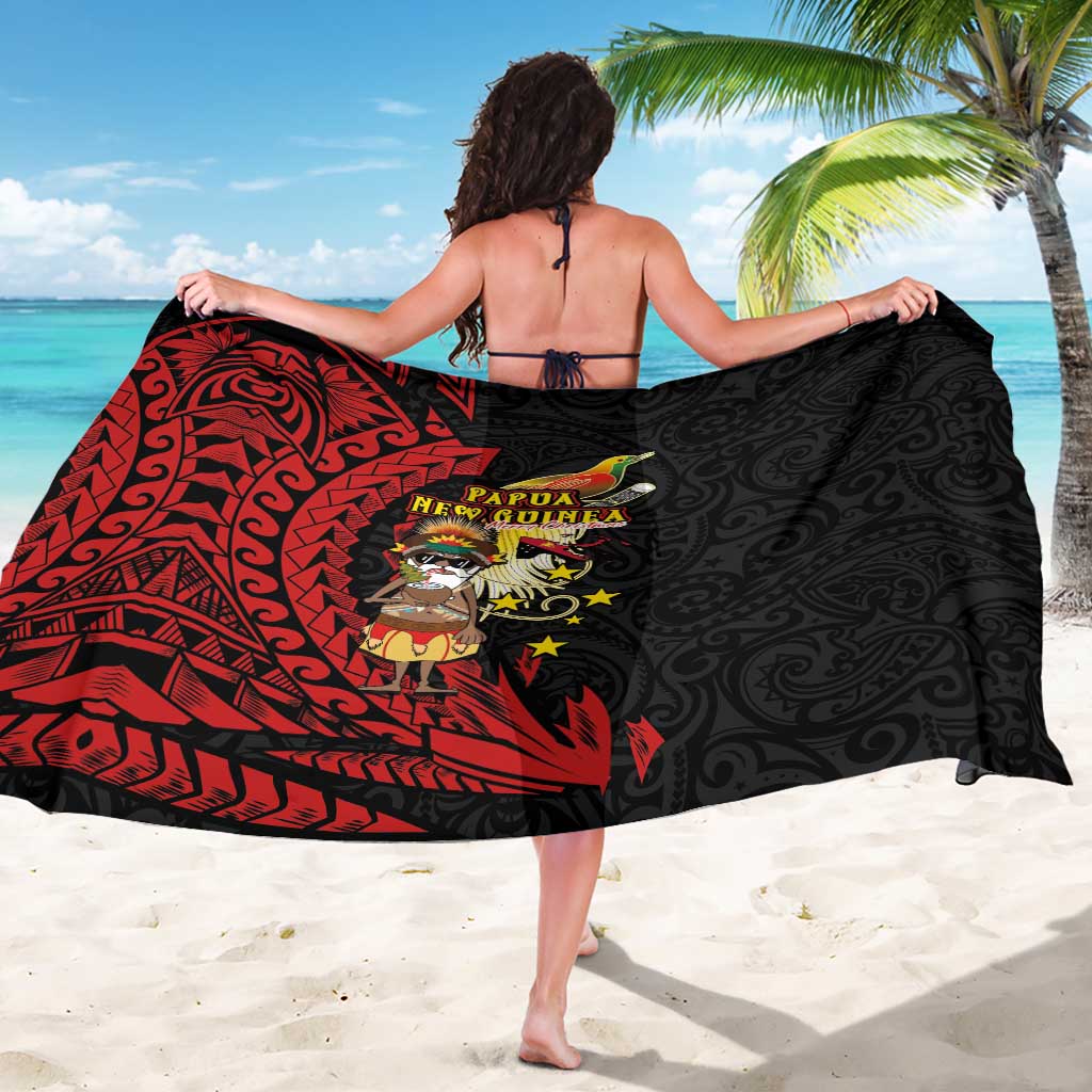 Papua New Guinea Christmas Sarong Funny Melanesian Santa with Bird-of-paradise Tribal Style LT03 - Polynesian Pride