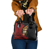 Papua New Guinea Christmas Shoulder Handbag Funny Melanesian Santa with Bird-of-paradise Tribal Style LT03 One Size Black - Polynesian Pride