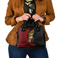 Papua New Guinea Christmas Shoulder Handbag Funny Melanesian Santa with Bird-of-paradise Tribal Style LT03 - Polynesian Pride