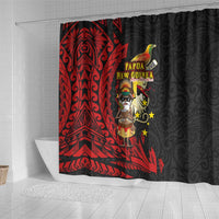 Papua New Guinea Christmas Shower Curtain Funny Melanesian Santa with Bird-of-paradise Tribal Style LT03 - Polynesian Pride